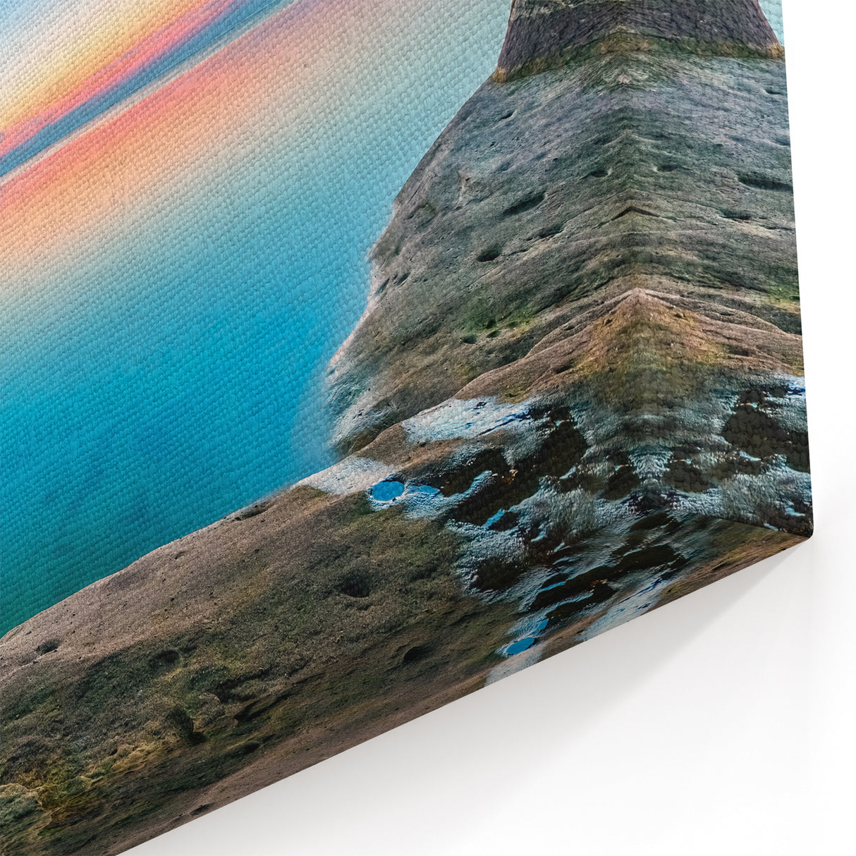 Lake Michigan Canvas - Scenic Lake Cave View with Tranquil Waterscape