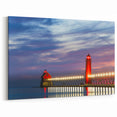 Framed Lake Michigan Art - Lighthouse at Sunset Photography Print