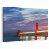 Framed Lake Michigan Art - Lighthouse at Sunset Photography Print