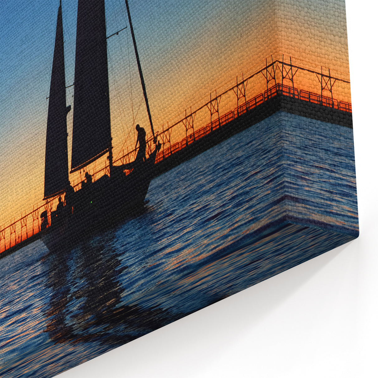 Lake Michigan Wall Art - Sunset Sailboat and Lighthouse Photography