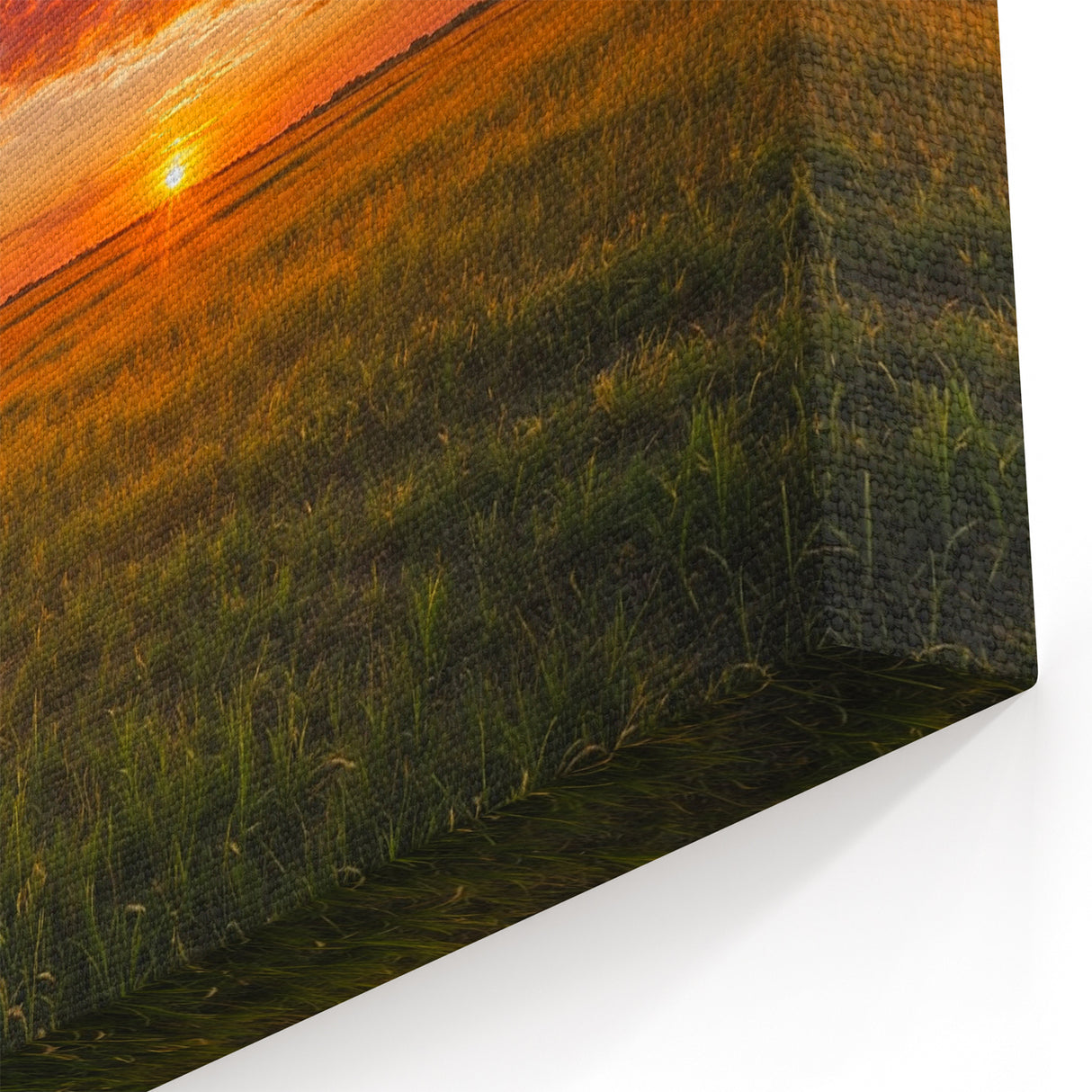 Iowa Scenery Prints - Red Barn at Sunset in Rural Iowa Landscape Canvas Prints