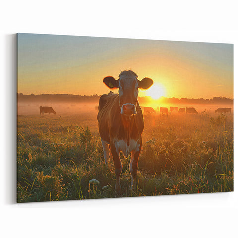 Appalachian Art Kentucky – Sunrise Farm Scene with Cows in the Mist