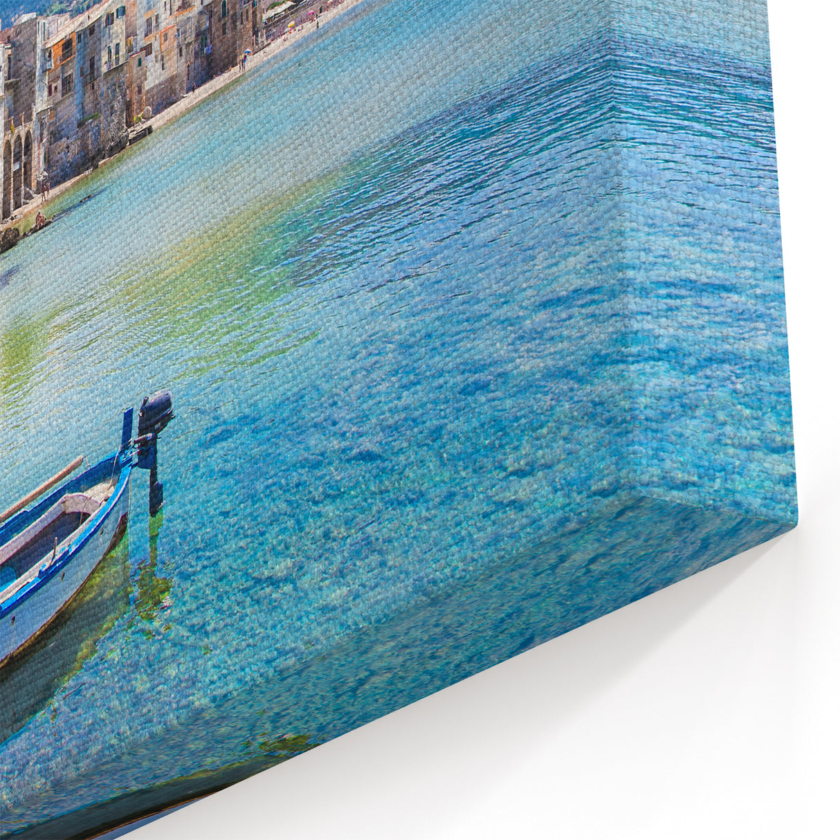 Italian Scenery Prints - Coastal Village and Boat in Sicily