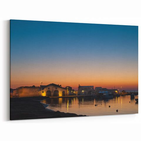 Sicily Canvas Prints - Serene Sicilian Harbor at Sunset