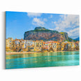 Sicily Wall Art - Colorful Coastal Town with Mountain Backdrop