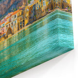 Sicily Wall Art - Colorful Coastal Town with Mountain Backdrop