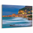 Sicily Landscape Art - Coastal Sicilian Town Lit at Dusk
