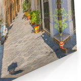 Sicily Wall Art - Quaint Sicilian Alley with Vespa and Potted Plants