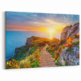 Sicily Wall Art - Sunset Over Coastal Cliff Pathway in Sicily