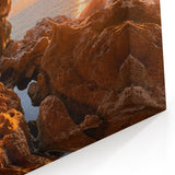 Sicily Photography Art - Golden Cave Sunset Over the Mediterranean Sea