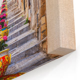 Sicily Wall Art - Colorful Flower Pots Lining a Sicilian Stairway