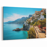 Sicily Canvas Prints - Coastal Clifftop Homes Overlooking the Sea