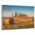 Tuscan Countryside Canvas – Rolling Hills and Hay Bales Print