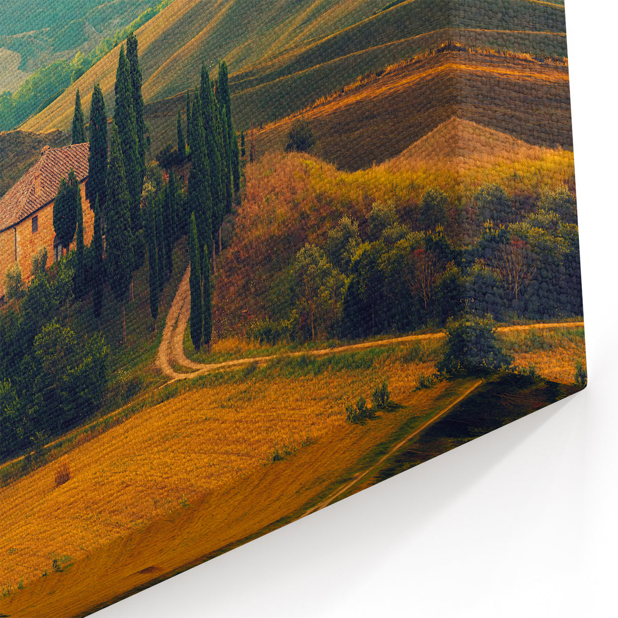 Italy Scenery Art – Tuscan Hills and Village Landscape Print
