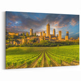 Tuscany Wall Art – Vineyards and Medieval Towers Landscape Print