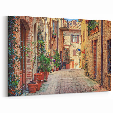 Tuscan Landscape Print – Charming Village Street Scene