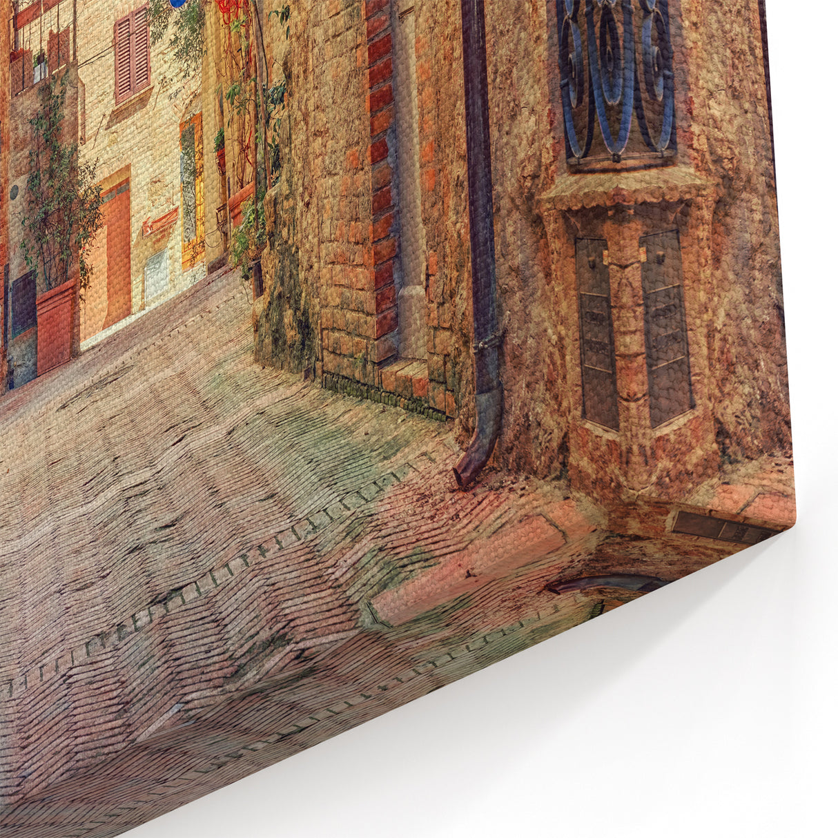 Tuscan Landscape Print – Charming Village Street Scene