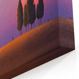 Tuscan Landscape Print – Cypress Trees at Sunset Canvas