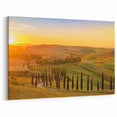 Italy Scenery Art – Tuscan Hills and Cypress Trees at Sunset Print