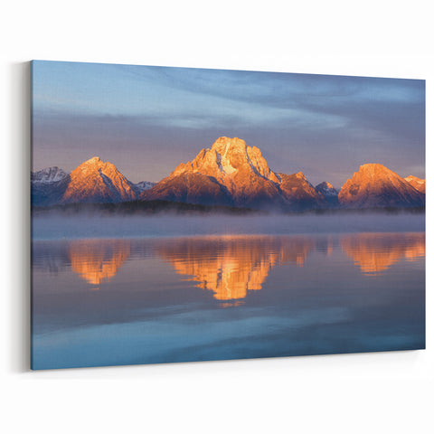 Grand Teton National Park Poster – Golden Sunrise Reflection on Peaks