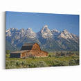 Grand Teton Framed Art – Rustic Barn and Mountain Range Wall Decor