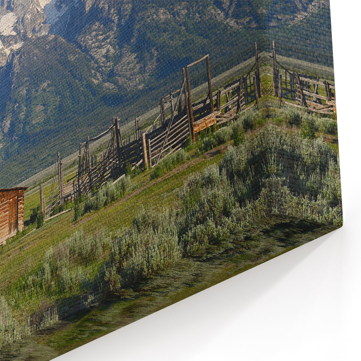 Grand Teton Framed Art – Rustic Barn and Mountain Range Wall Decor