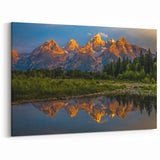 Grand Teton Photography Art – Golden Mountain Reflection at Sunset