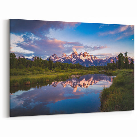 Grand Teton Photography Art – Mountain Reflection in Serene Evening Waters