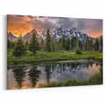 Grand Teton Scenic Print – Sunset with Mountain and Forest Reflections