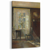 Sunlit Interior Dark Academia Wall Art - Vintage Window and Chair Scene