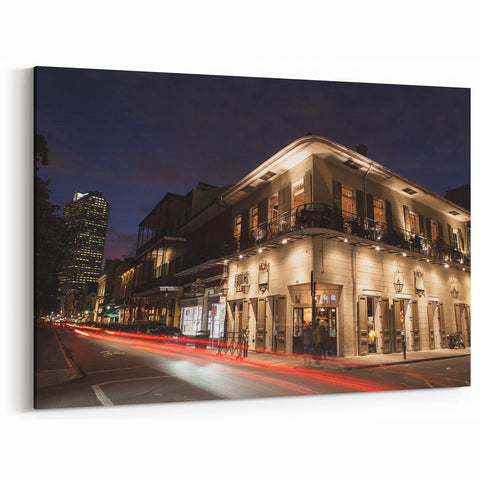 French Quarter Art – Historic New Orleans Night Scene Canvas Print