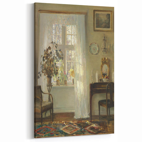 Elegant Dark Academia Wall Art - Vintage Sunlit Room with Mirror Decor