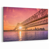 New Orleans Wall Art – Sunset Over Mississippi Bridge Canvas Prints