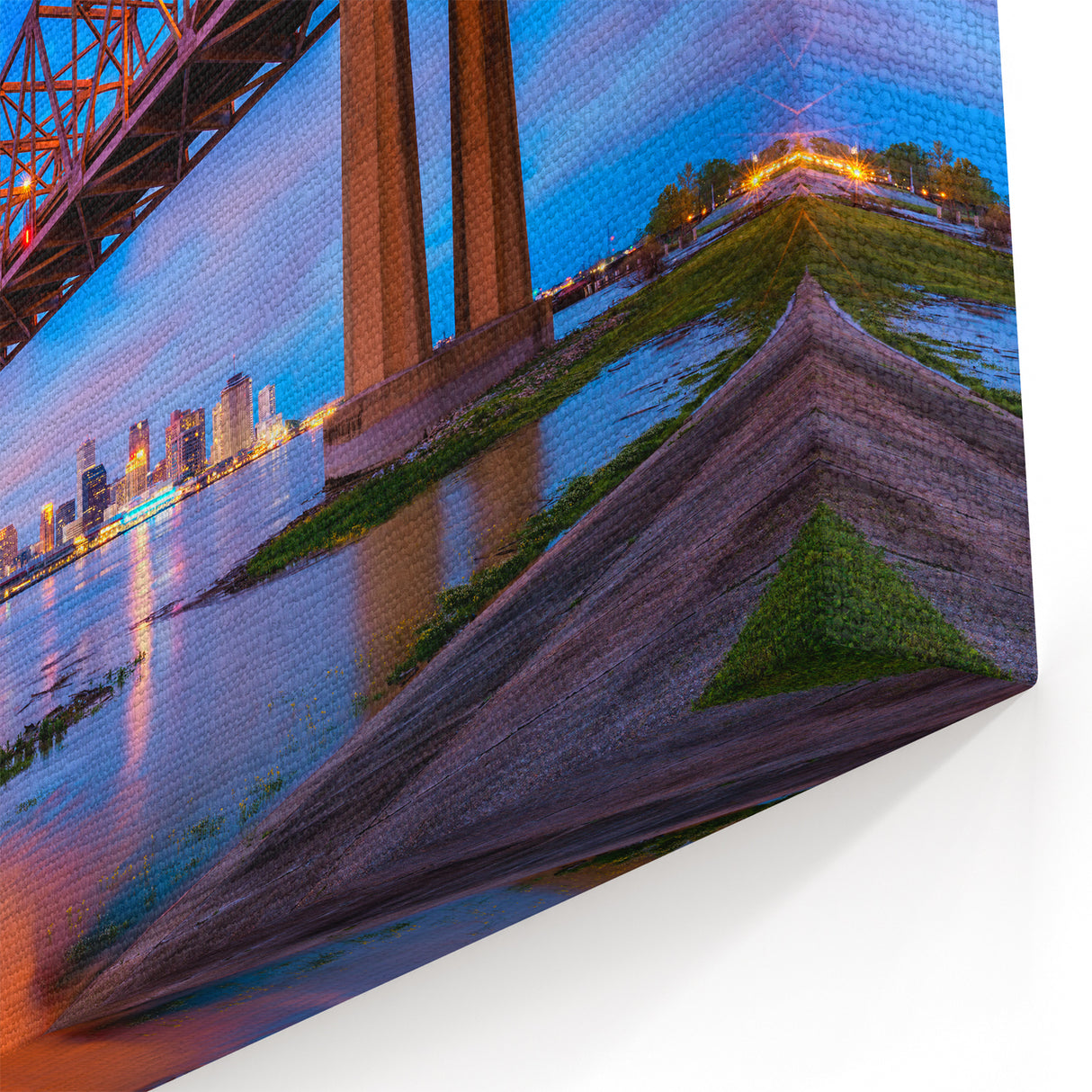 New Orleans Canvas Prints – Vibrant Mississippi Bridge at Night Art