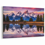 Grand Teton Canvas Print – Snowy Reflections in Teton Range Wall Decor