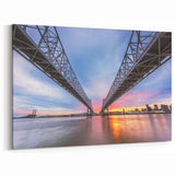 New Orleans Wall Art – Sunset Skyline Under Crescent City Connection Bridge