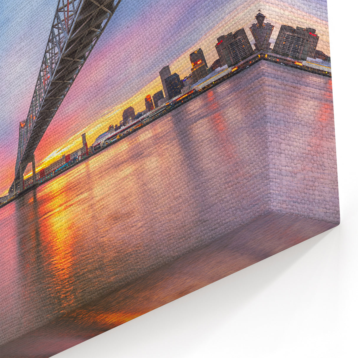 New Orleans Wall Art – Sunset Skyline Under Crescent City Connection Bridge