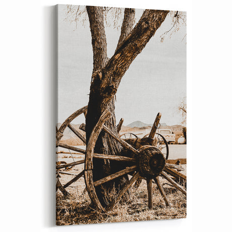 Rustic Farmhouse Wall Art - Antique Wagon Wheel Country Style Decor