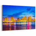 New Orleans Photography – Vibrant Night Skyline Over Mississippi River