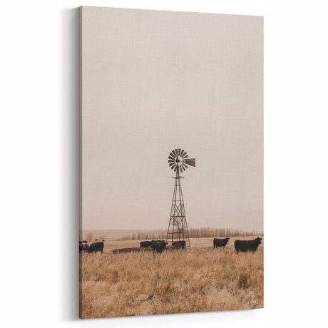 Farmhouse Wall Art - Windmill and Cattle Rustic Country Style Decor