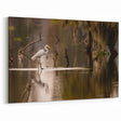 Louisiana Swamp Painting – Egret in Calm Bayou with Reflections