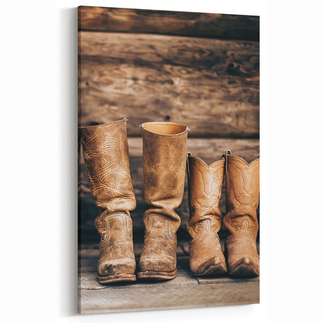 Farmhouse Wall Art - Rustic Cowboy Boots Vintage Country Style Decor