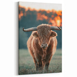 Farmhouse Wall Art - Highland Cow at Sunset Rustic Country Style Decor