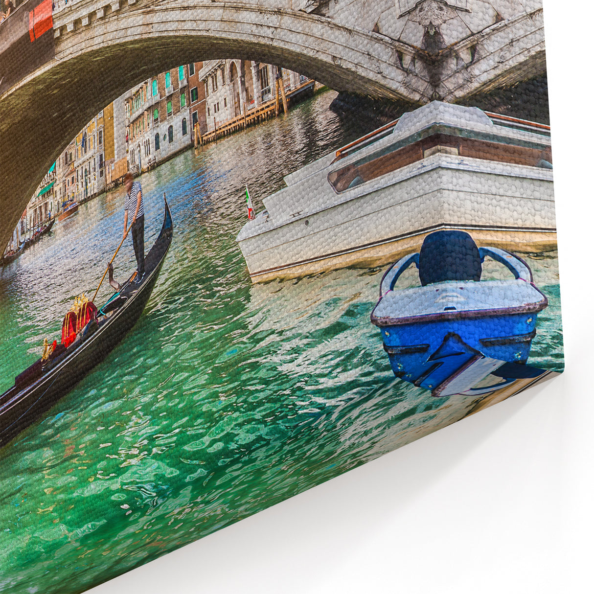 Venice Artwork - Gondola Passing Under the Rialto Bridge