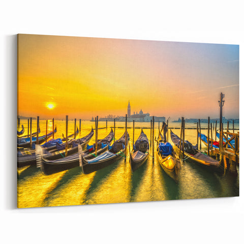 Venice Canvas Print - Gondolas at Sunrise Over the Lagoon