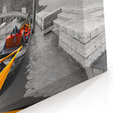 Venice Framed Art - Gondola at Rest by Historic Bridge