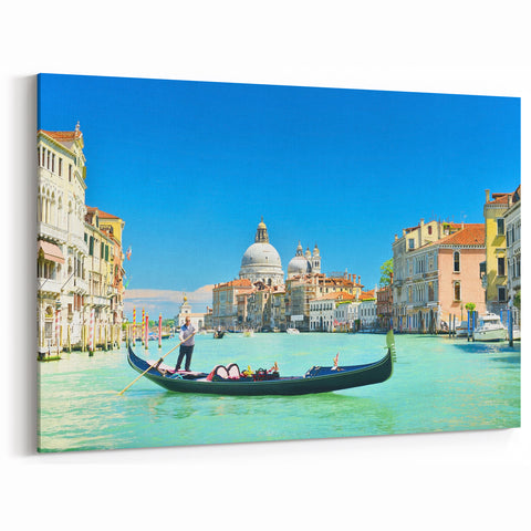 Venice Cityscape - Gondola on the Grand Canal with Basilica