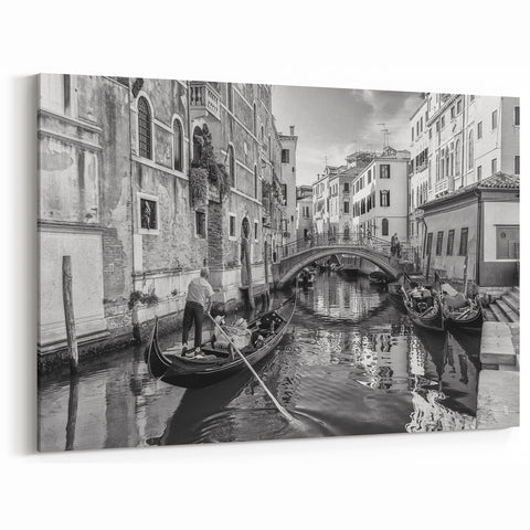 Venice Photography - Gondola Passing Under Quaint Canal Bridge