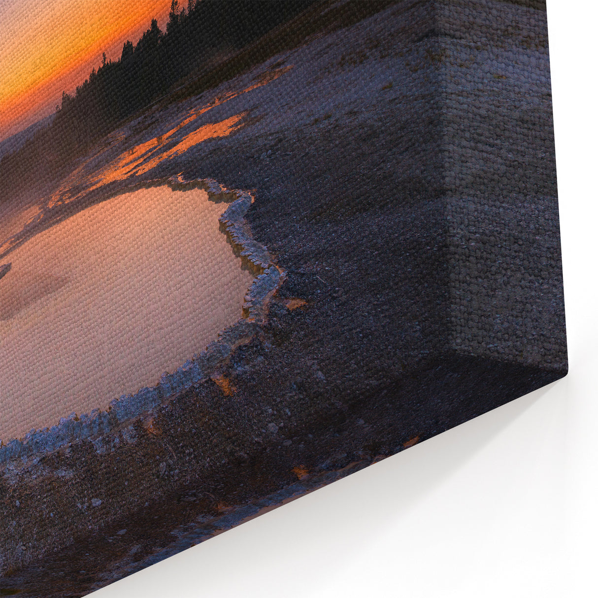 Yellowstone Photography – Sunset over Geysers Framed Art Print
