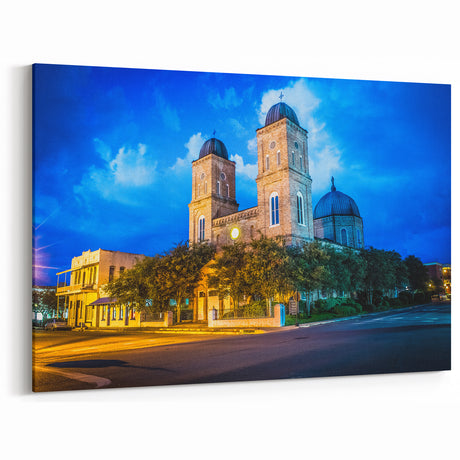 Louisiana Cultural Art – Historic Church at Twilight with Vibrant Sky